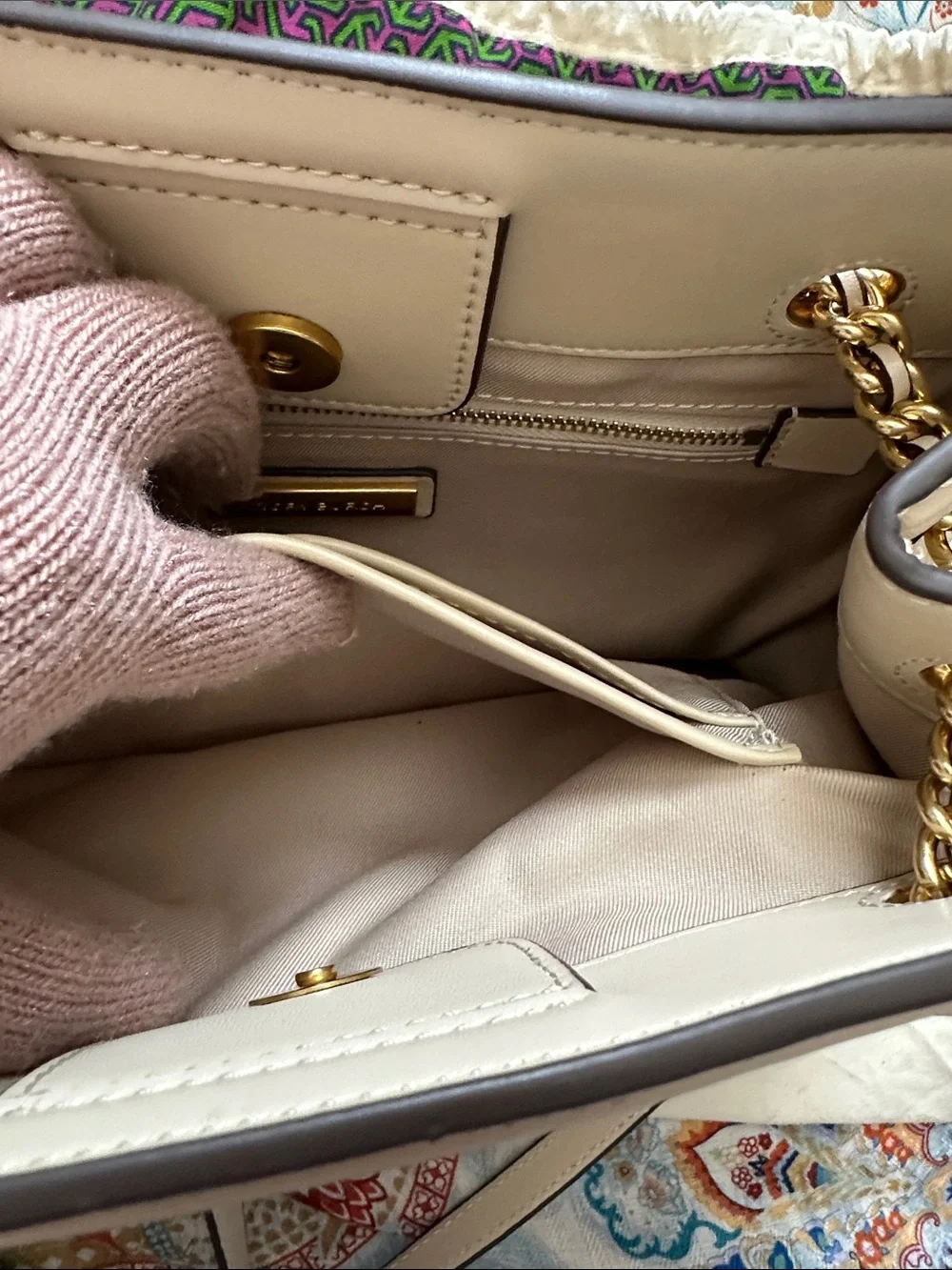 Tory Burch Fleming soft Cream Quilted Leather Chain-Handle Shoulder Bag